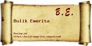 Bulik Emerita névjegykártya